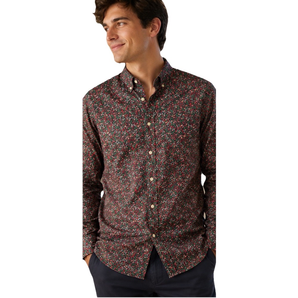 J. Crew Shirt Flex Washed  size XXL Floral Cotton Poplin Button Down Calico